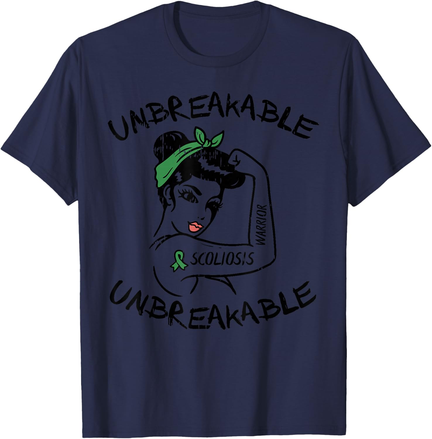 Scoliosis Warrior Unbreakable Awareness Support Women T-Shirt - T-Shirt | Navy