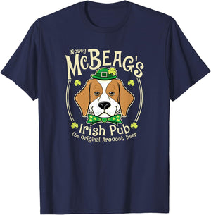 Beagle St Patrick's Day McBeag's Irish Pub T-Shirt - T-Shirt | Navy