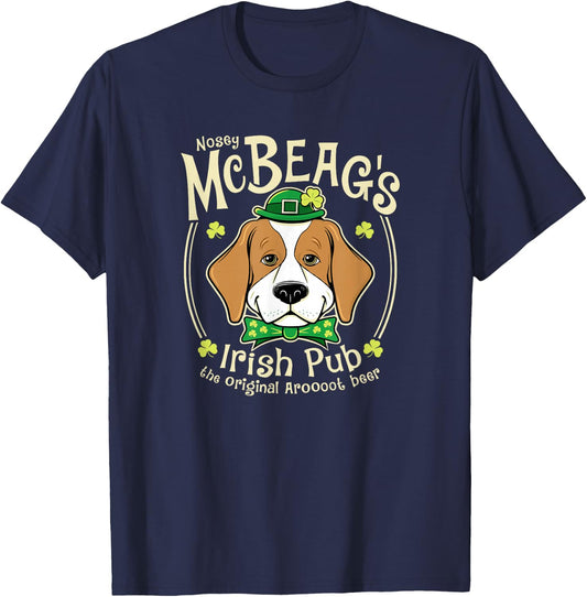 Beagle St Patrick's Day McBeag's Irish Pub T-Shirt - T-Shirt | Navy