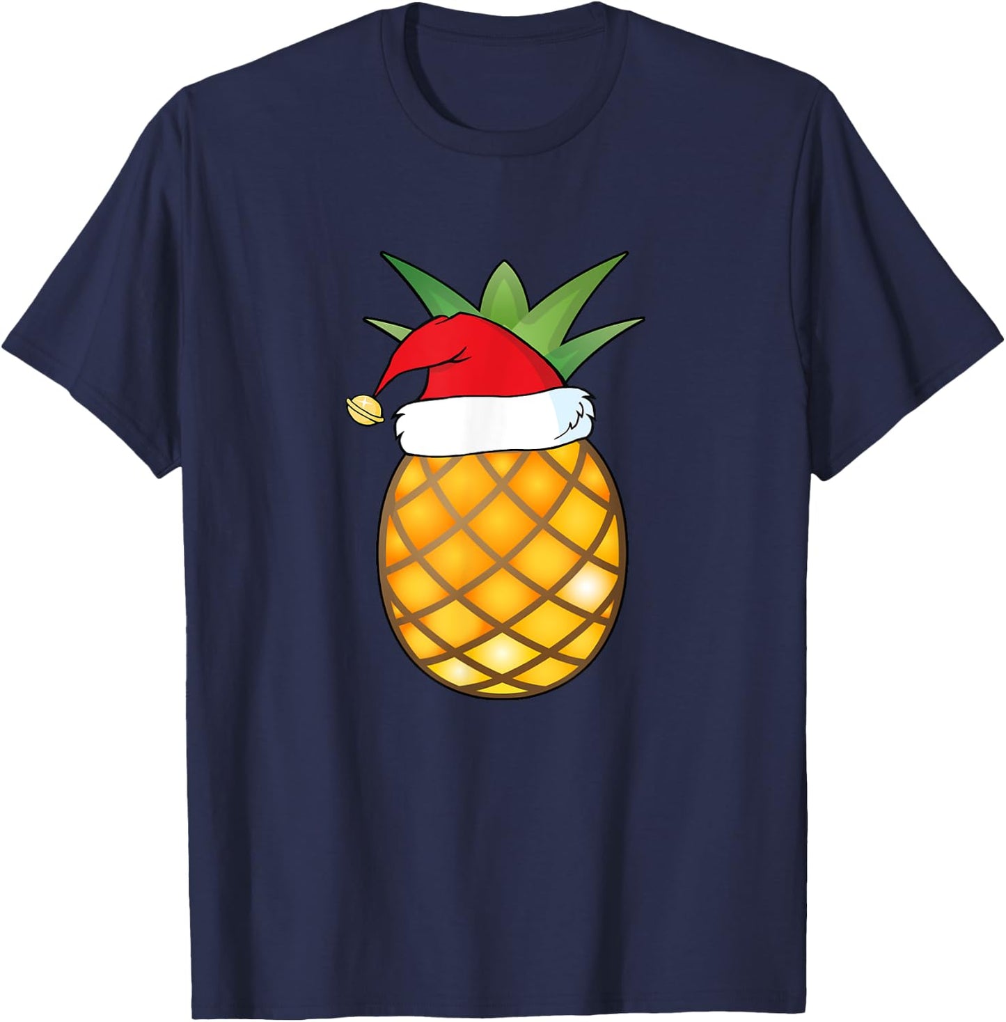 Funny Pineapple Christmas Shirt Santa Hat Fruit Kids Gift T-Shirt - T-Shirt | Navy