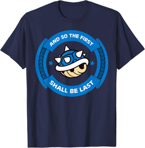 Nintendo Mario Kart Blue Shell Circle Text T-Shirt - T-Shirt | Navy
