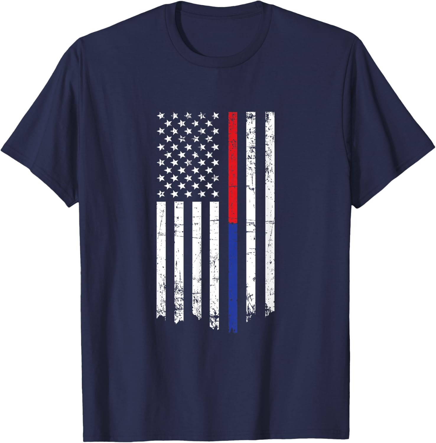 Firefighter Police Officer Thin Red Blue Line American Flag Kids Men T-Shirt - T-Shirt | Navy