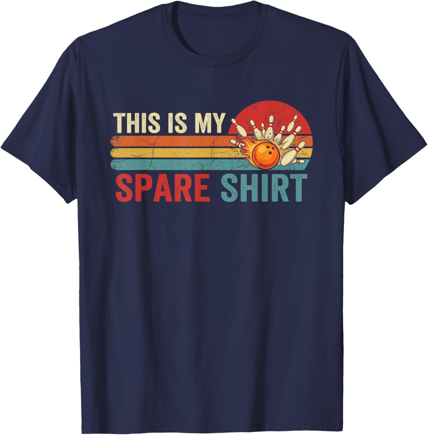 This is My Spare Shirt Funny Bowling Retro Cool Design T-Shirt - T-Shirt | Navy