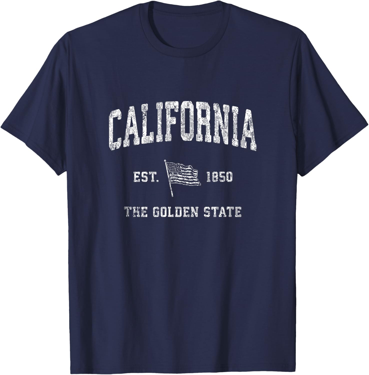 California CA Vintage US Flag Sports Design T-Shirt - T-Shirt | Navy