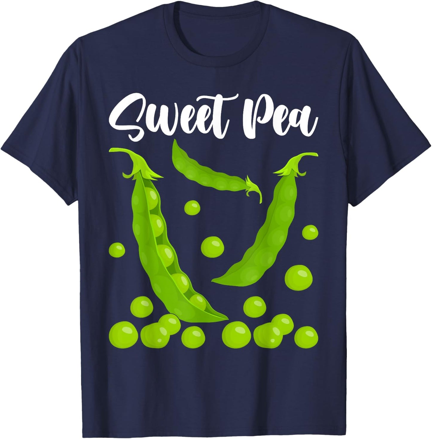 Sweet Pea Cute Adorable Vegetable Minimal Kawaii T-Shirt - T-Shirt | Navy