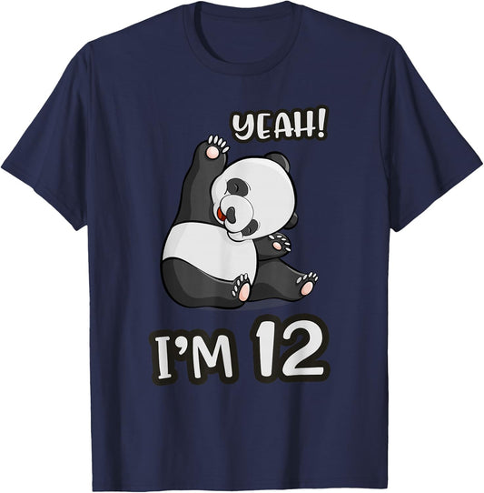 12 Year old Girl Birthday Shirt Bday Panda Lover Gift T-Shirt - T-Shirt | Navy