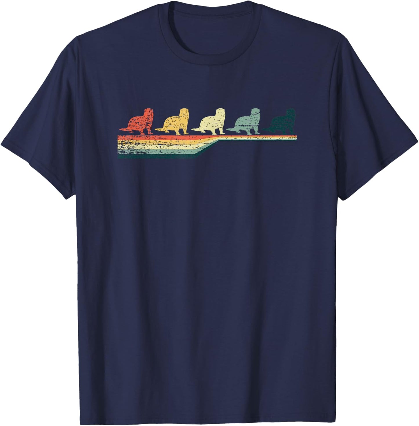 Vintage Retro Otter T-Shirt - T-Shirt | Navy