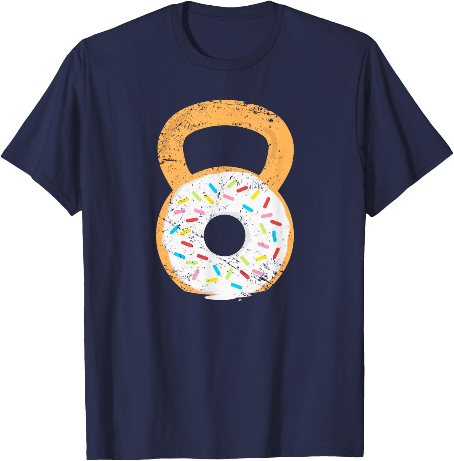Kettlebell Donut, Funny Doughnut Fitness Joke T-Shirt - T-Shirt | Navy