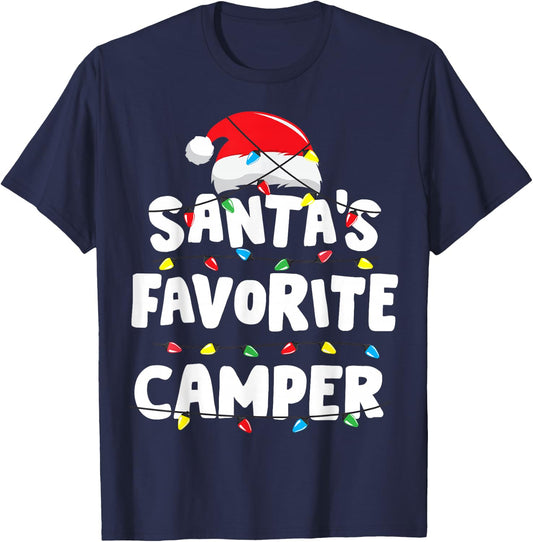 Camper Camping Christmas Santa's Favorite Funny Xmas T-Shirt - T-Shirt | Navy