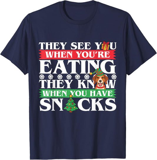 Beagle Christmas Shirt - Beagle Lover and Gifts T-Shirt - T-Shirt | Navy