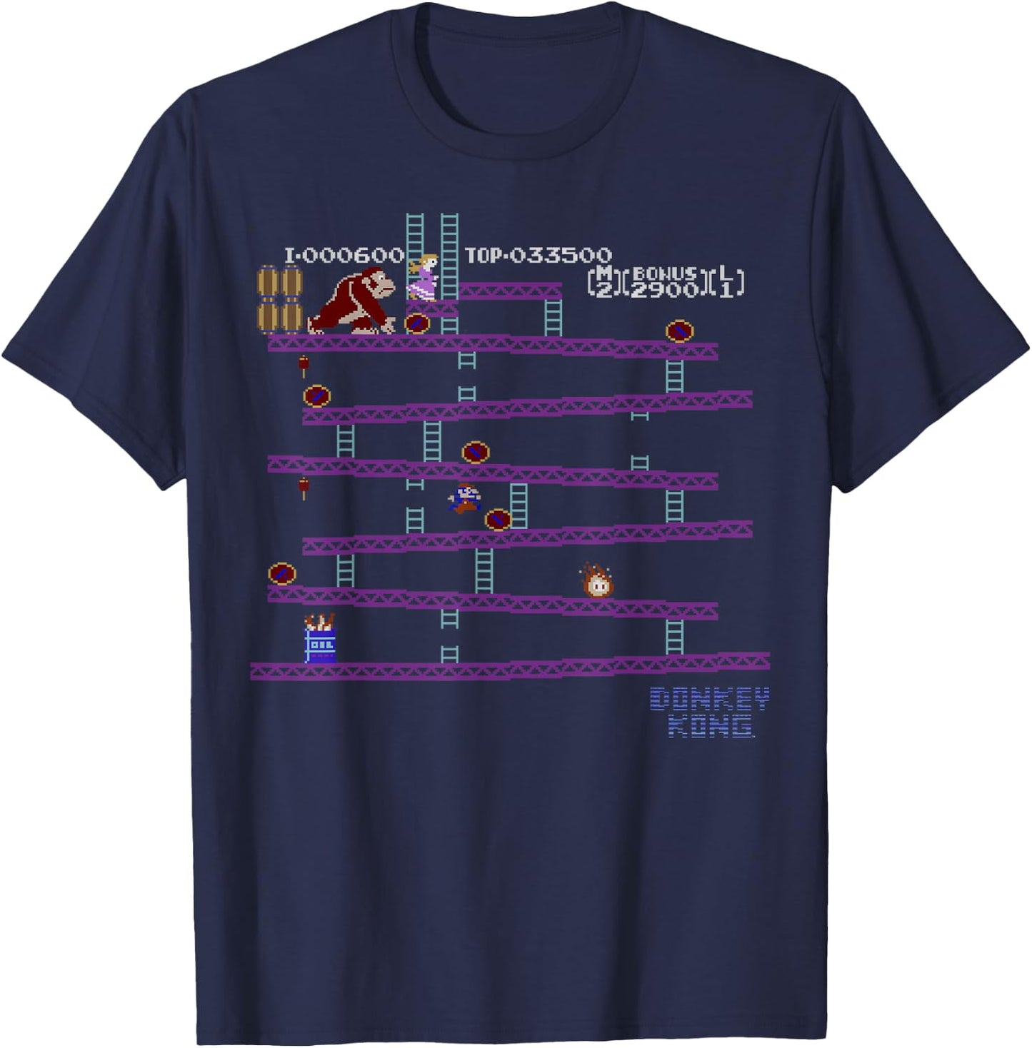 Nintendo Donkey Kong 8-Bit Side Scroll Graphic T-Shirt - T-Shirt | Navy
