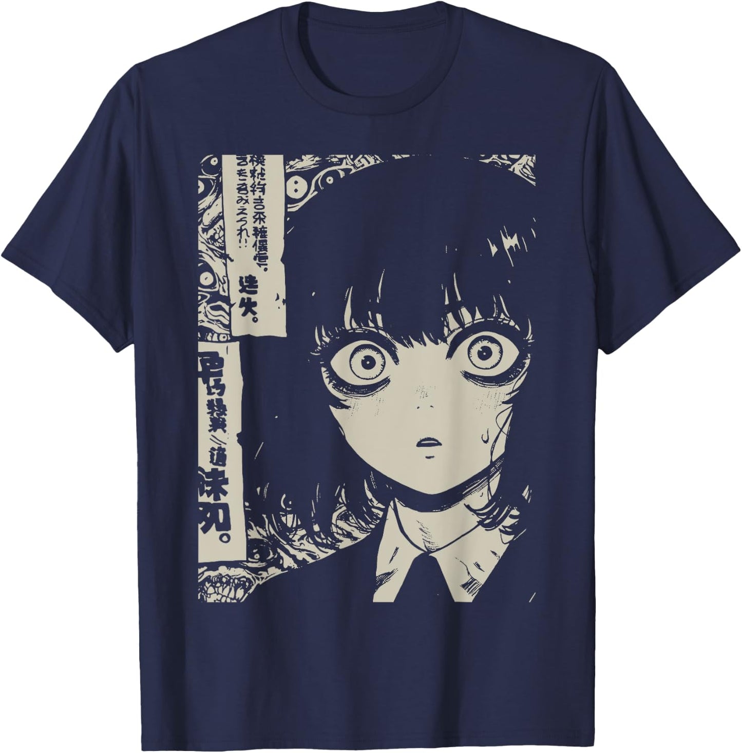 Horror Anime Manga | Japan Japanese Creepy Kawaii Goth T-Shirt - T-Shirt | Navy