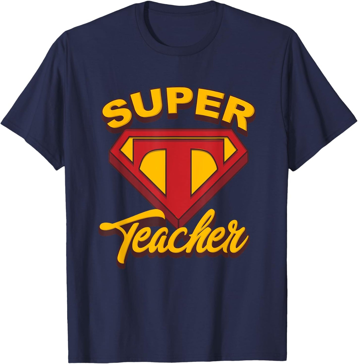 Superteacher Superhero Funny Teacher T-Shirt - T-Shirt | Navy