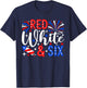 Red White and Six 6th Birthday 4th of July Patriotic T-Shirt - T-Shirt | Navy