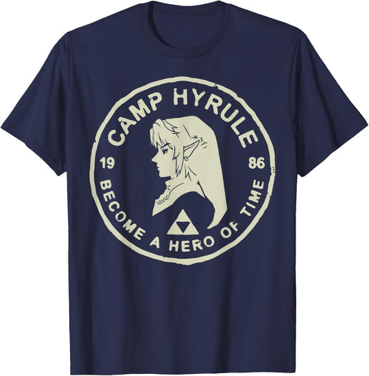 Legend of Zelda Link Camp Hyrule 1986 Craft Graphic T-Shirt - T-Shirt | Navy