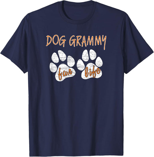 Dog Owner Funny Dogs Grammy Fur Life Gog Lover Mother Wife Men Women Kids T-Shirt - T-Shirt | Navy