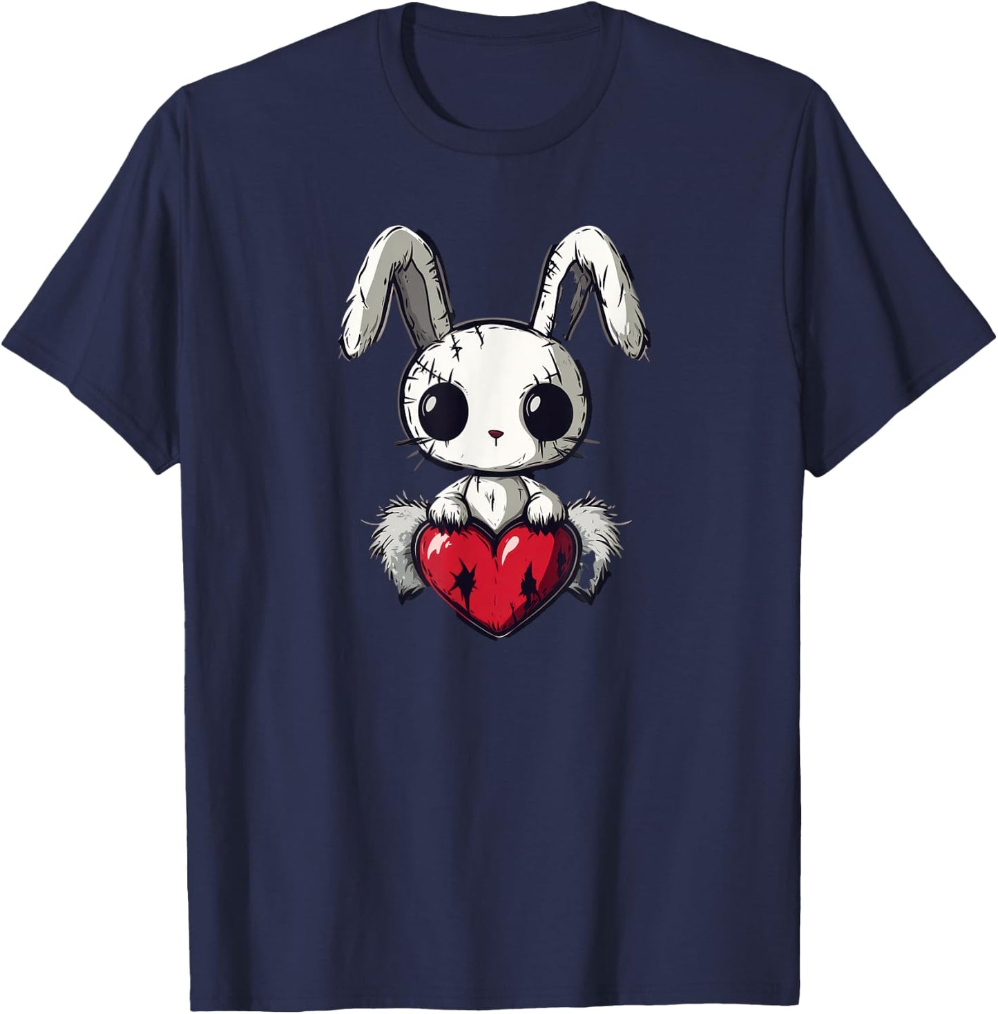 Goth Bunny Creepy Cute Emo Pastel Kawaii Voodoo Doll Graphic T-Shirt - T-Shirt | Navy