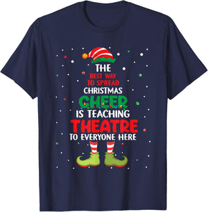 Theatre Teacher Christmas - Elf Christmas Cheer Women Kids T-Shirt - T-Shirt | Navy
