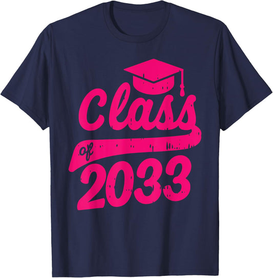 Class Of 2033 Grow With Me First Day Of Kindergarten Gift T-Shirt - T-Shirt | Navy