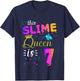 slime queen crown Birthday 7th Gift girls 7 years old T-Shirt - T-Shirt | Navy