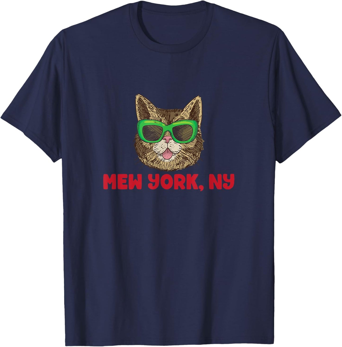 Mew York (New York) - Funny NY City State Cat Pun Men Women Girls Kids T-Shirt - T-Shirt | Navy