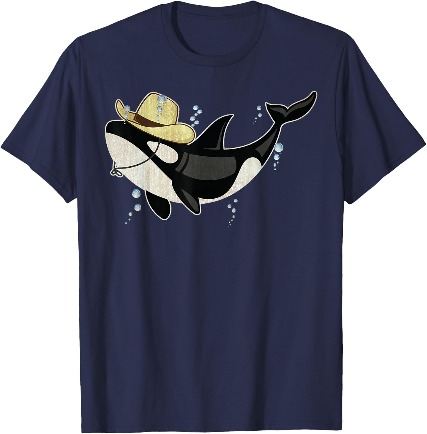 Retro Orca Killer Whale Fans for Cowboy Girl or Boy as Gifts T-Shirt - T-Shirt | Navy