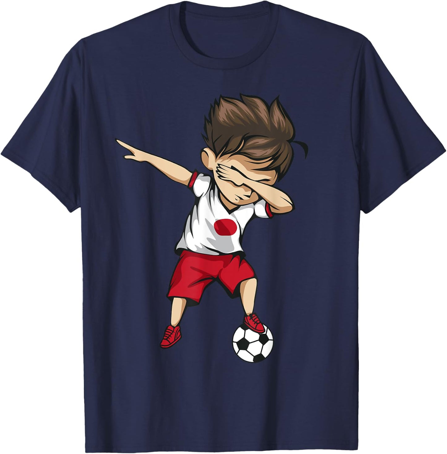 Dabbing Soccer Boy Japan - Japanese Football Soccer T-Shirt - T-Shirt | Navy