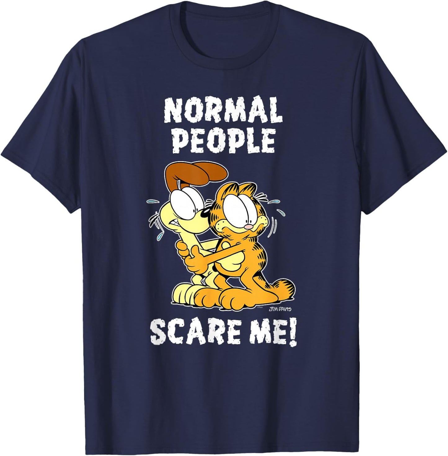 Garfield Normal People Scare Me Cartoon Cat and Dog T-Shirt - T-Shirt | Navy