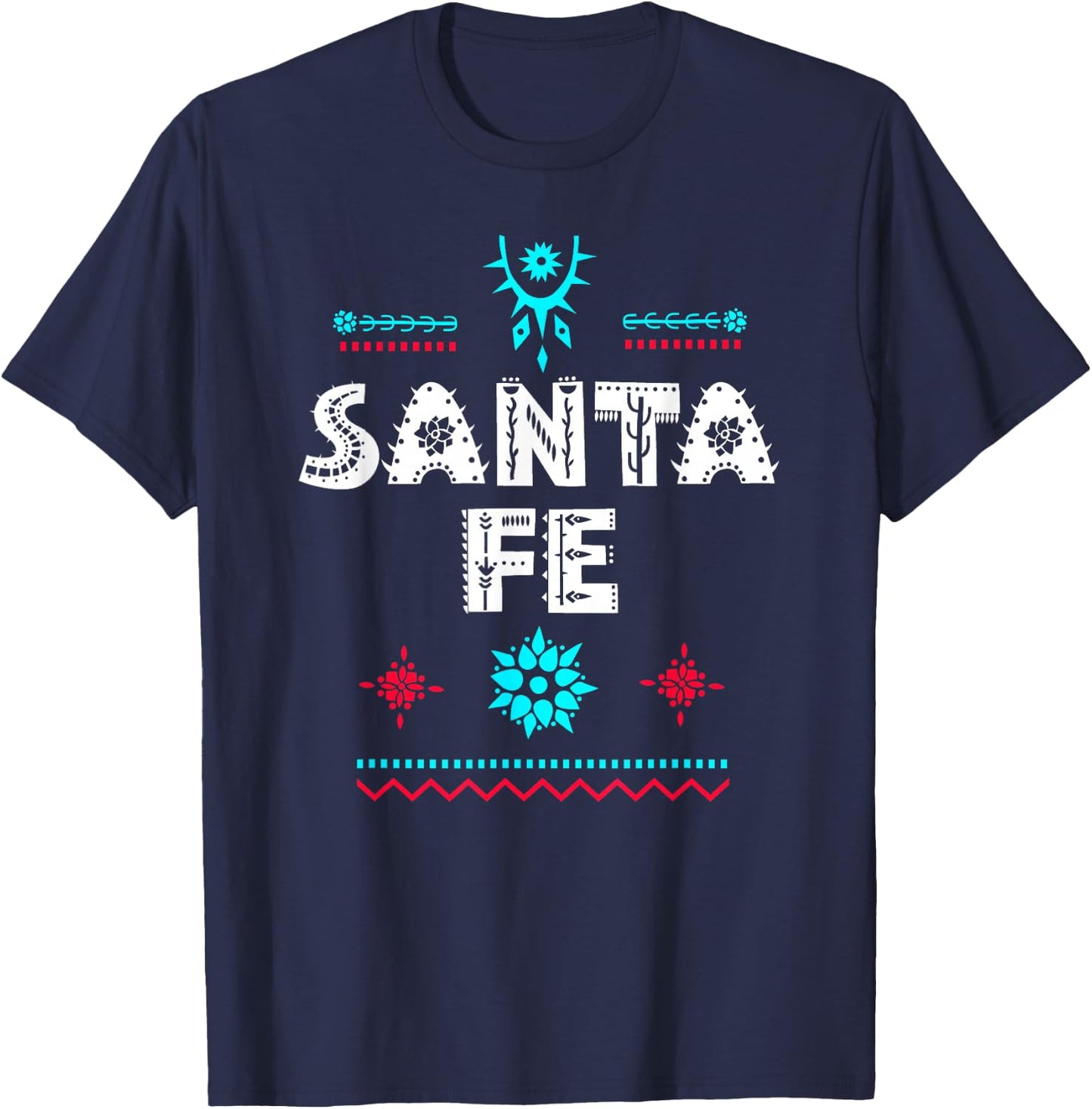 Santa Fe New Mexico Shirt, Festive Tribal Santa Fe T-Shirt - T-Shirt | Navy