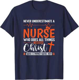 Never underestimate a Nurse T-Shirt - T-Shirt | Navy