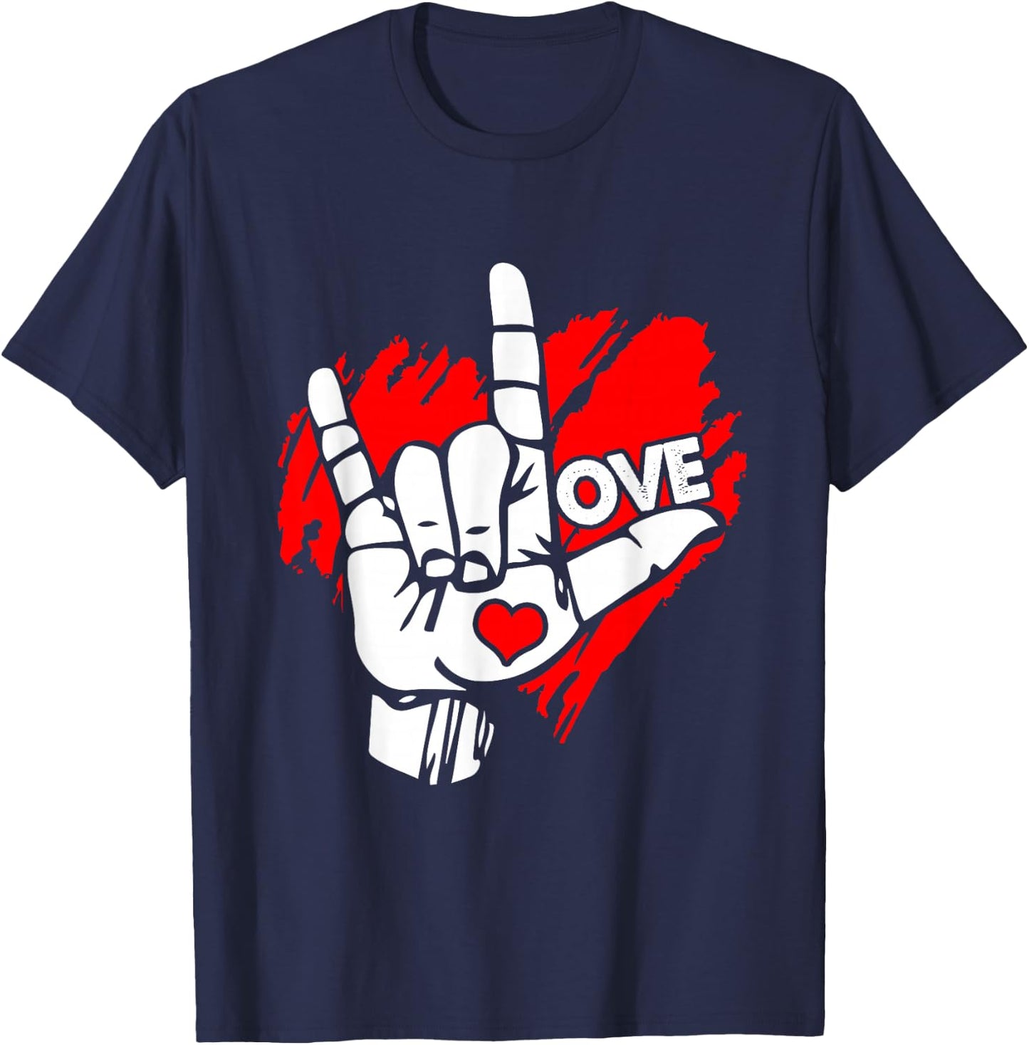 I Love You Sign Language ASL Speak Languages T-Shirt - T-Shirt | Navy