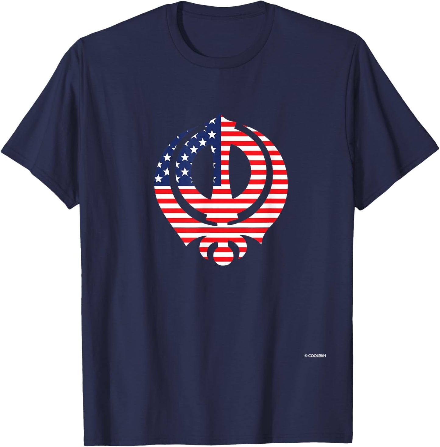 American Sikh US Flag Khanda - Wear Proudly A CoolSikh Shirt T-Shirt - T-Shirt | Navy