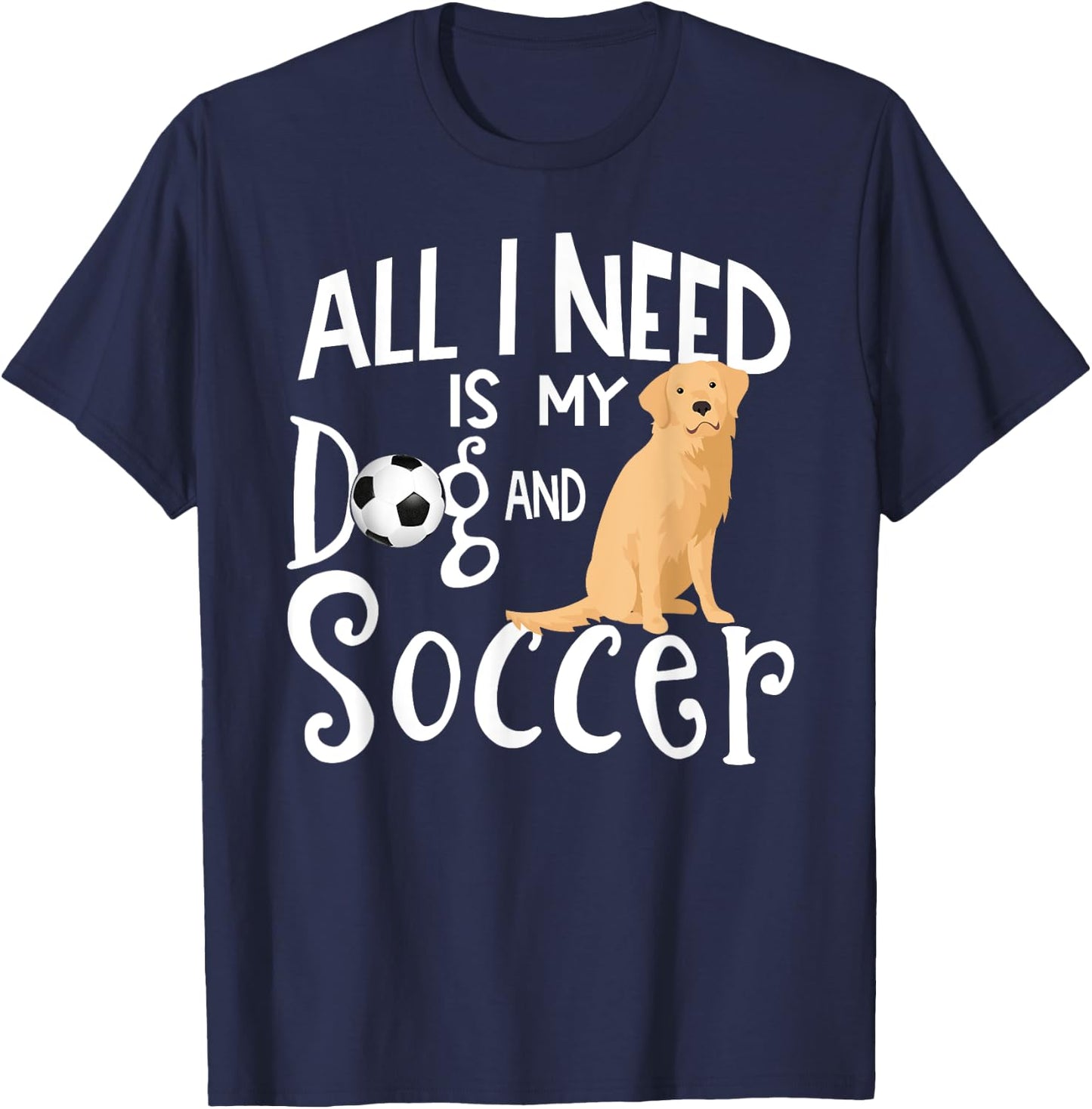 Golden Retriever Dog And Soccer Player Gift T-Shirt - T-Shirt | Navy