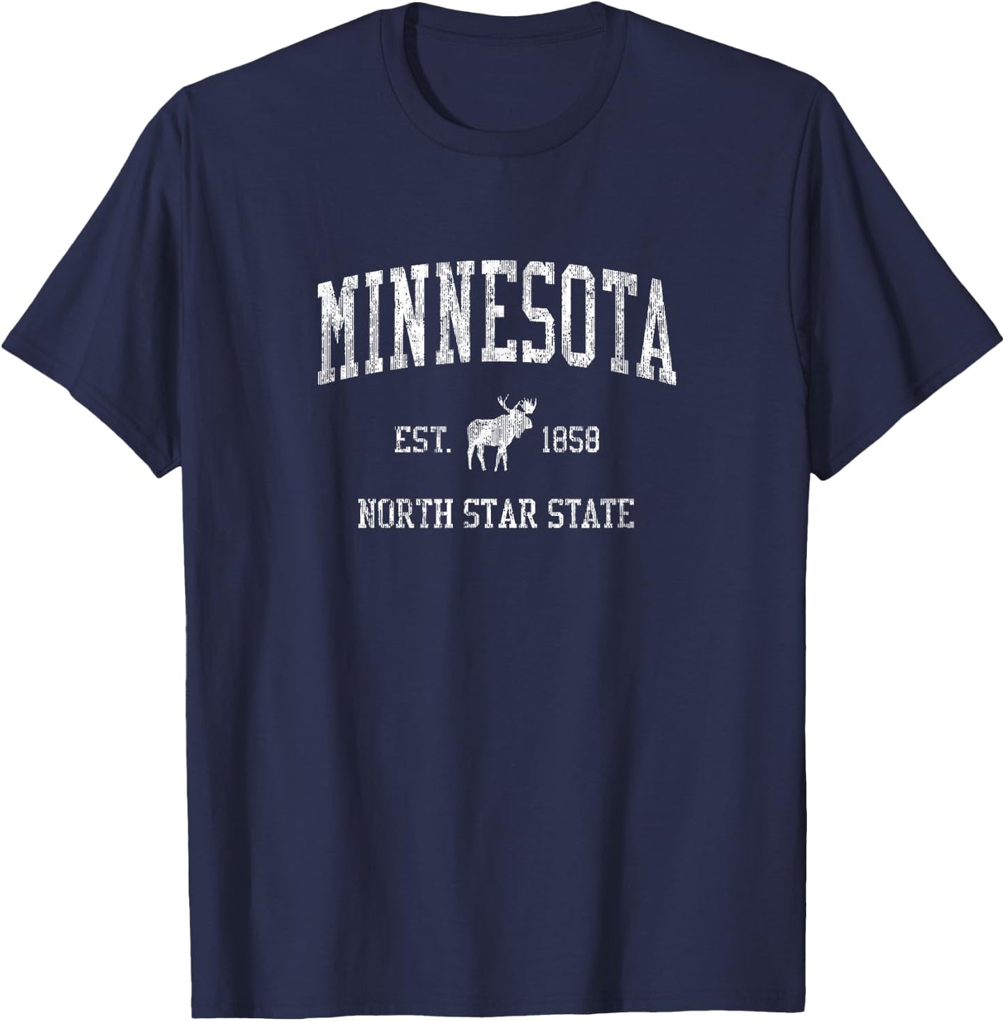 Minnesota Vintage Sports MN Moose Design T-Shirt - T-Shirt | Navy