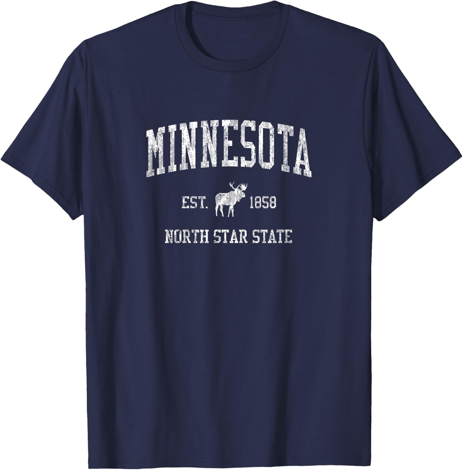 Minnesota Vintage Sports MN Moose Design T-Shirt - T-Shirt | Navy