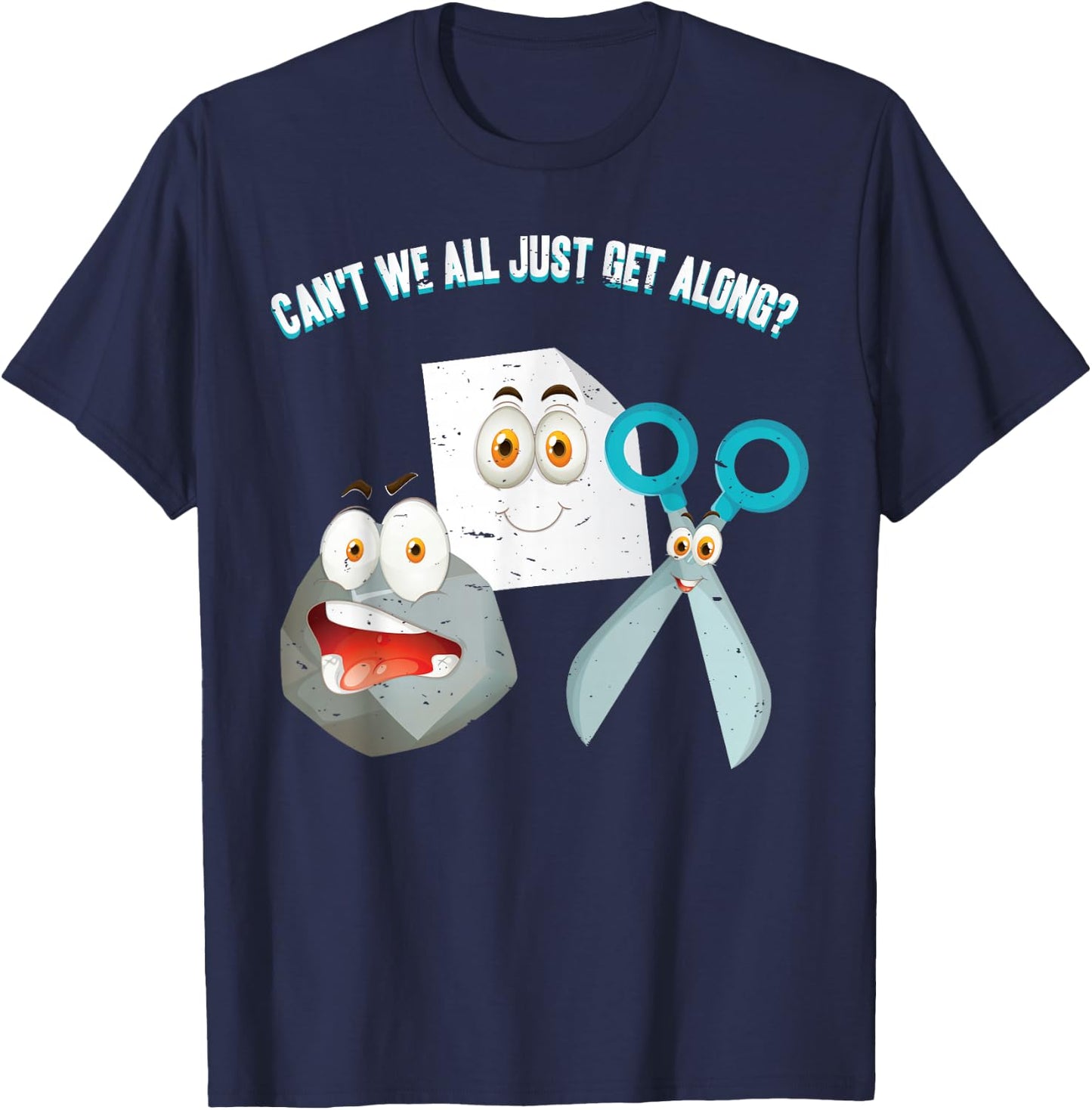 Can't We All Just Get Along? Rock Paper Scissors T-Shirt - T-Shirt | Navy