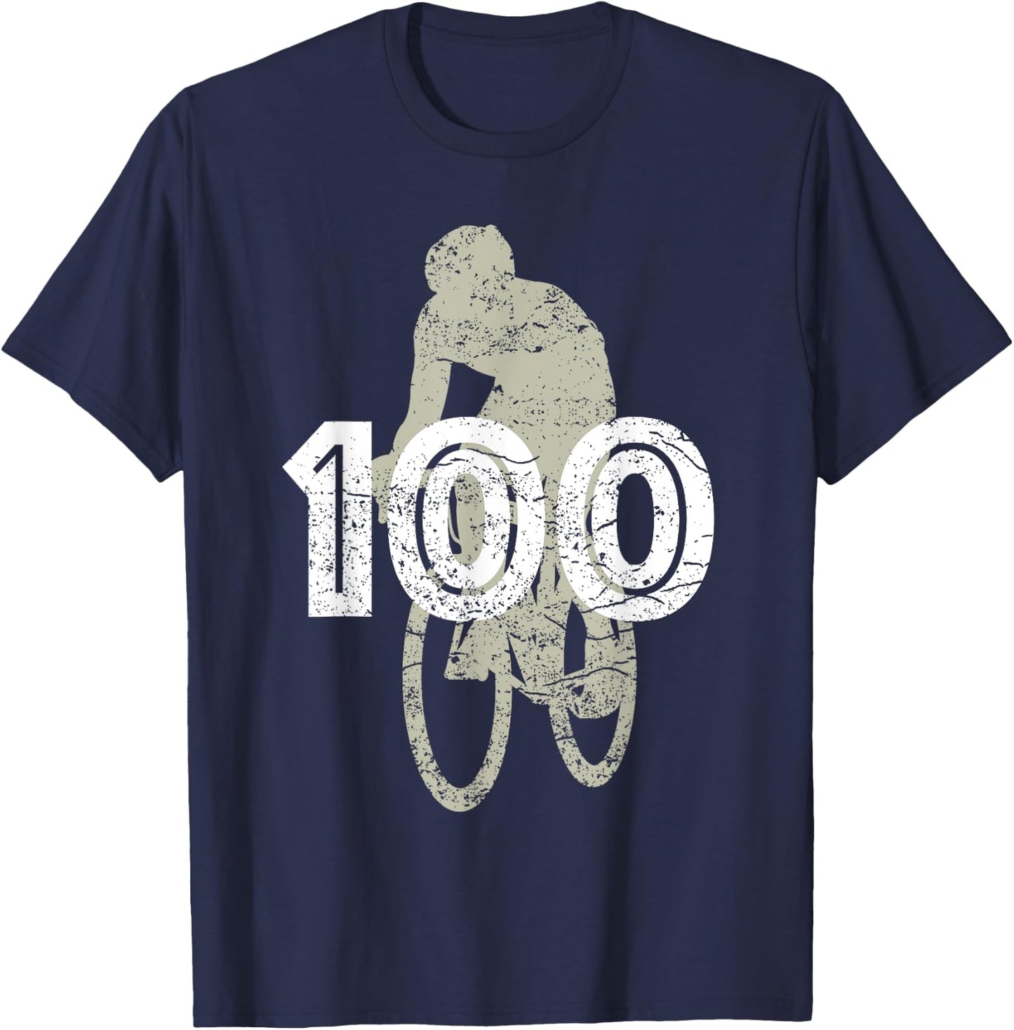 Cycling 100 Miles for the cyclist that rides a bike T-Shirt - T-Shirt | Navy