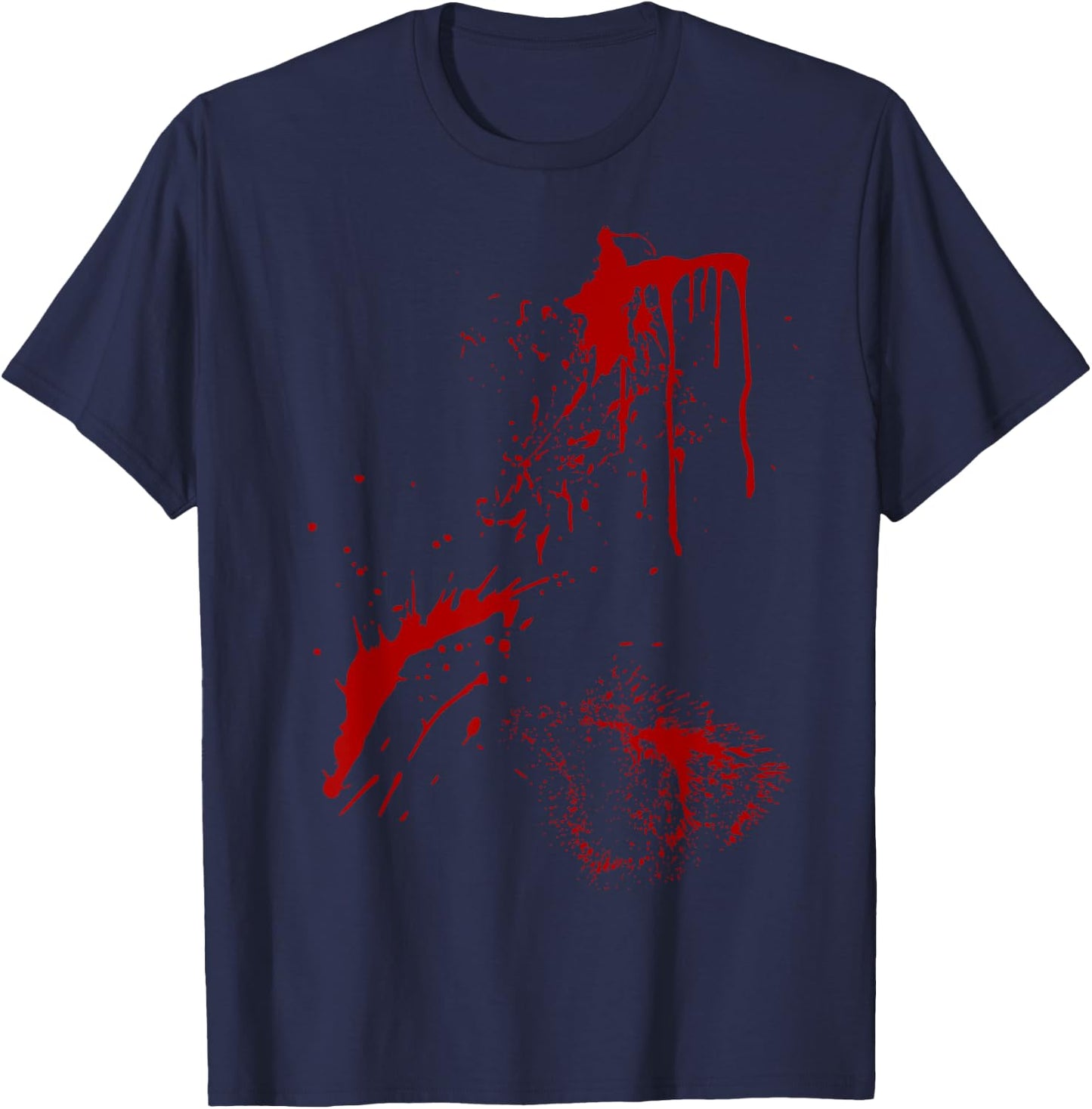 Blood Splatter Spatter Fake Bloody Halloween Zombie Victim T-Shirt - T-Shirt | Navy