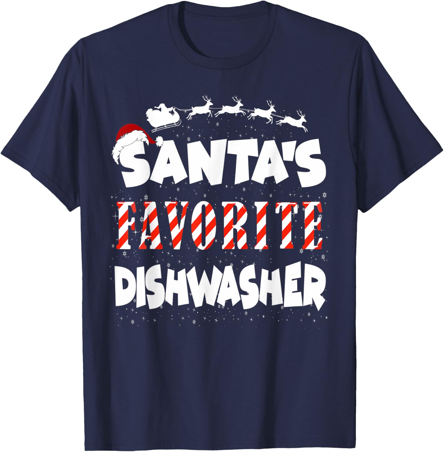 Santa's Favorite Dishwasher - Christmas T-Shirt - T-Shirt | Navy