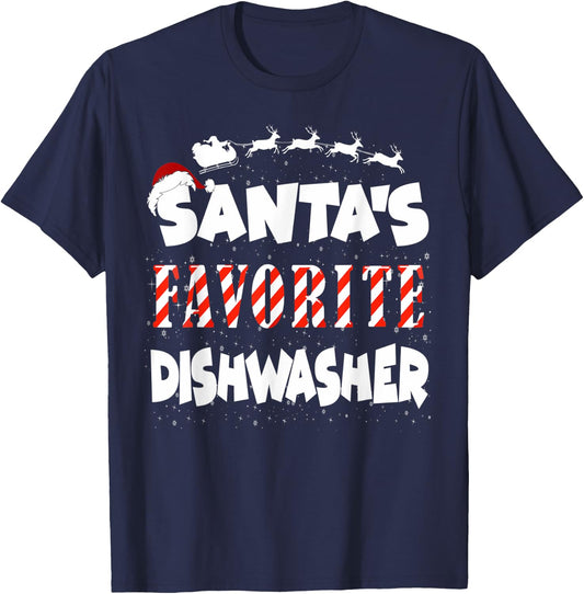 Santa's Favorite Dishwasher - Christmas T-Shirt - T-Shirt | Navy
