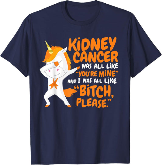 Kidney Cancer Survivor Funny Quote Dabbing Unicorn | Gift T-Shirt - T-Shirt | Navy