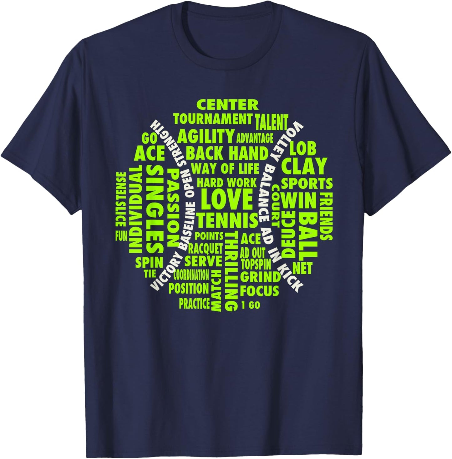 Tennis Ball Word Cloud Shirt | Cool Tennis Players Gift T-Shirt - T-Shirt | Navy