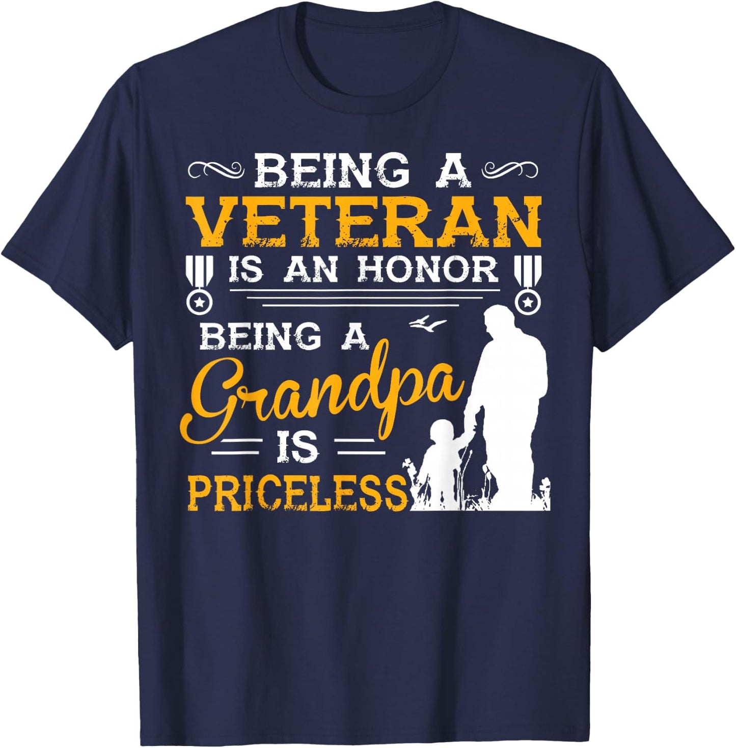 Veteran Grandpa Gift Grandfather T-Shirt - T-Shirt | Navy