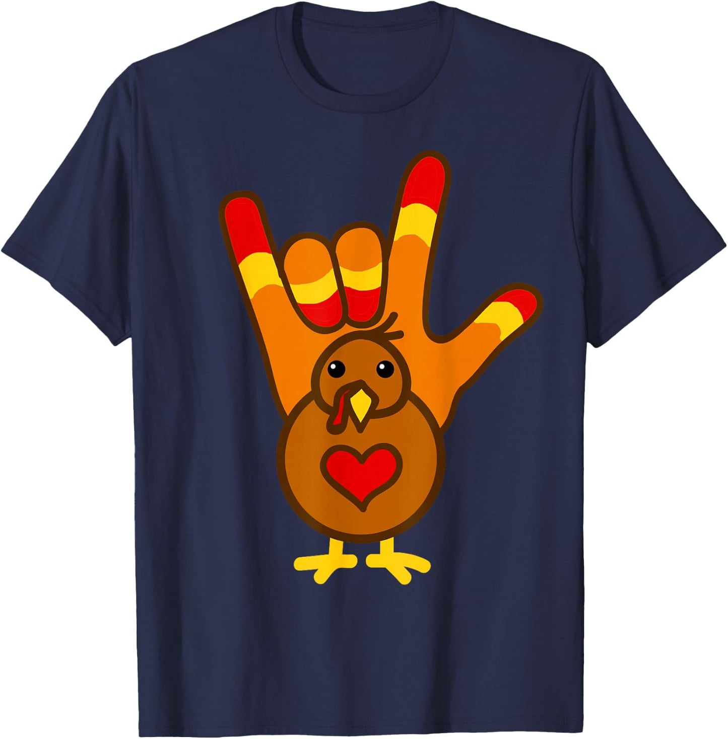 ASL I Love You, Thanksgiving Turkey Shirt T-Shirt - T-Shirt | Navy