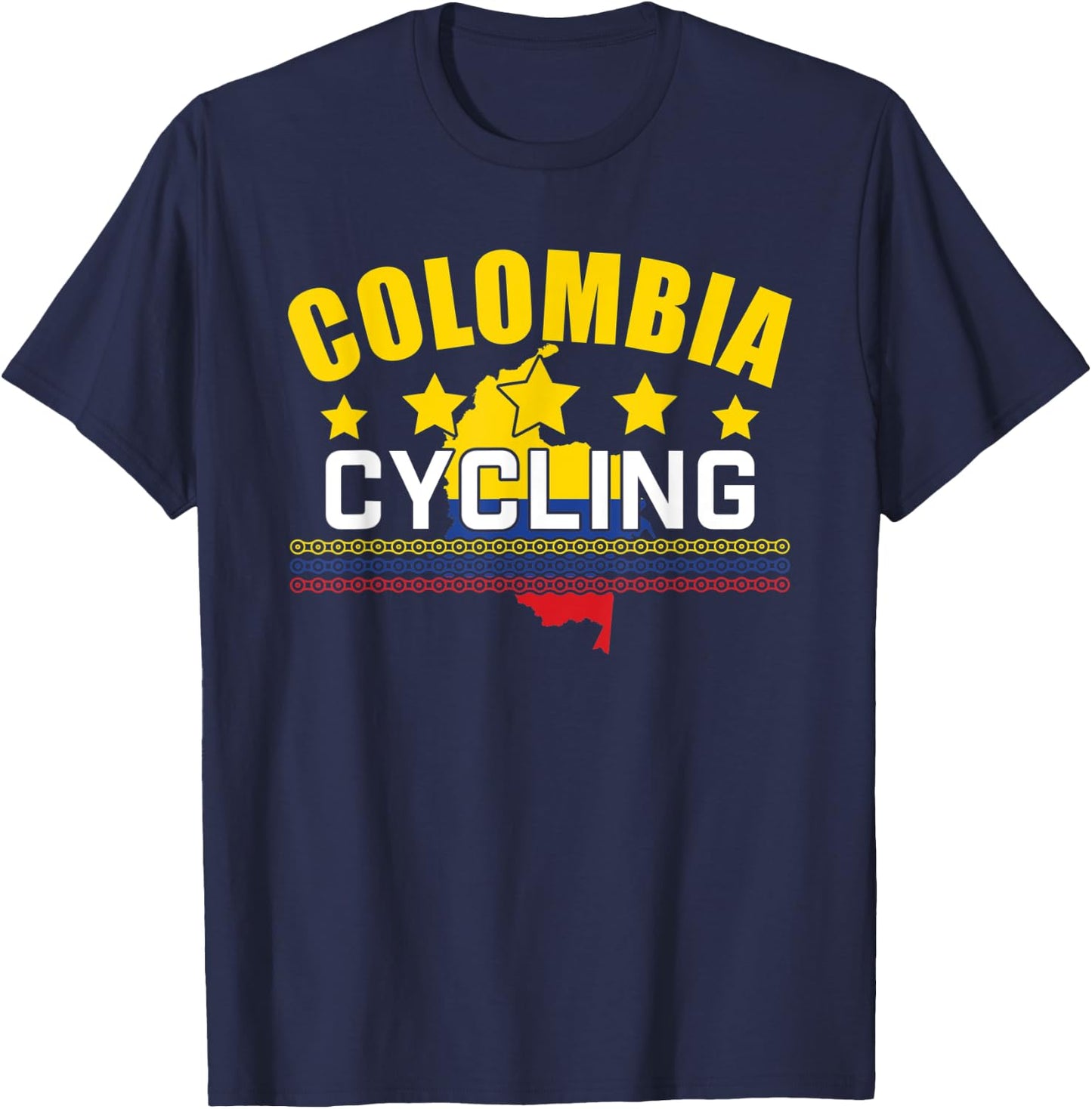 Colombian Cycling Shirt Colombia Flag Gift Cyclist Bicyclist T-Shirt - T-Shirt | Navy
