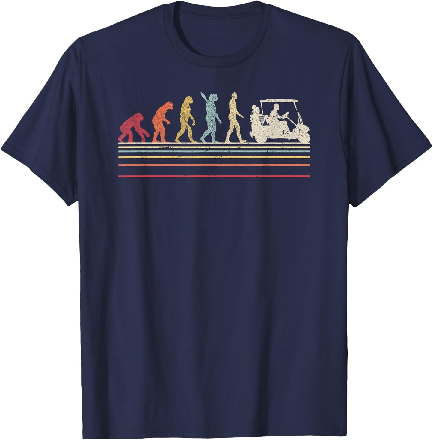Funny Golf Shirt. Retro Style Evolution Of Man T-Shirt - T-Shirt | Navy