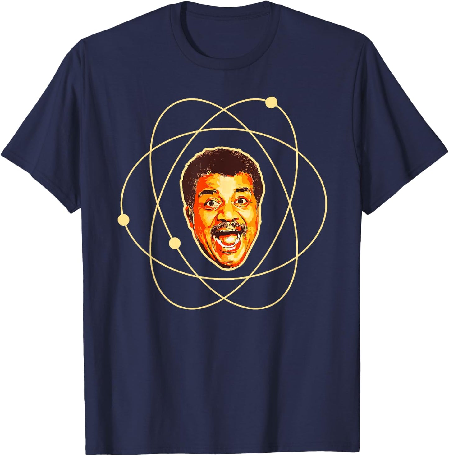 Neil deGrasse Tyson Atomic Neil Face - Funny Science T-Shirt - T-Shirt | Navy