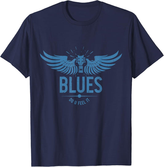 Blues Music Guitar Player Musician Vintage T-Shirt - T-Shirt | Navy