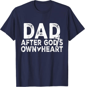 Dad After God's Own Heart Religious Quote Design Apparel T-Shirt - T-Shirt | Navy