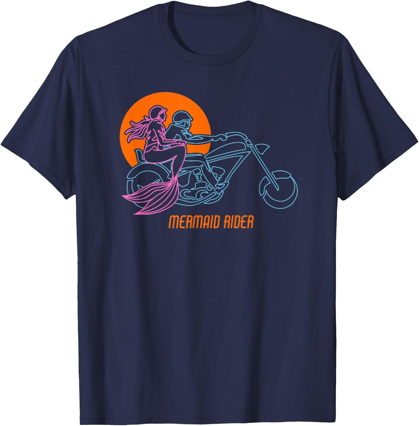 Funny Vintage Biker - Mermaids who love Motorcycles T-Shirt - T-Shirt | Navy